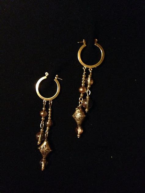 Gold Hoop, Beaded Dangle Earrings on Etsy, $7.50 | Beaded dangle earrings, Beaded dangles, Gold ...