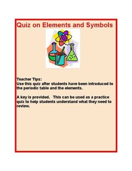 Quiz on Elements and Symbols by Sizzling Science | TPT