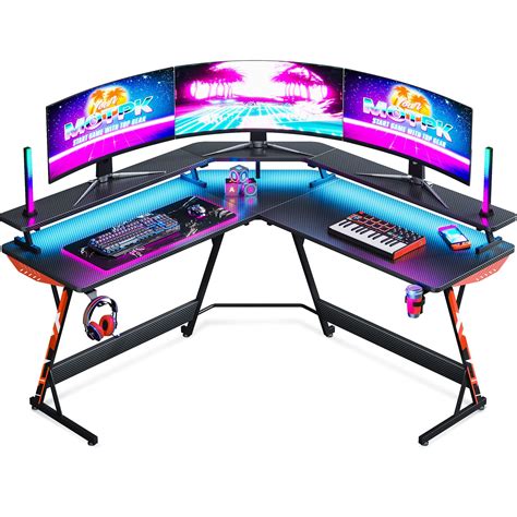 Buy MOTPK Gaming Desk L Shaped with Led Lights, L Shaped Gaming Desk ...