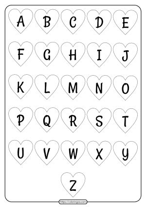 Printable Heart Shaped Alphabet Uppercase Letters