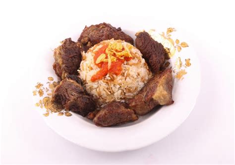 Meat with Rice dish stock image. Image of healthy, delicious - 113726945