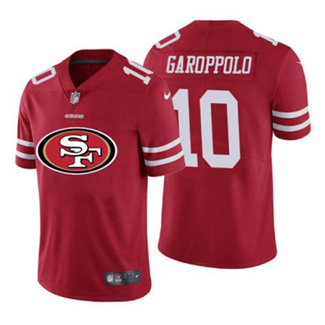 Men's San Francisco 49ers #10 Jimmy Garoppolo Red 2020 Team Big Logo Limited Stitched Jersey ...