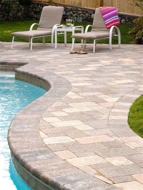 Paver pool deck with bullnose coping bricks | Pool patio pavers, Pool landscaping, Backyard pool ...