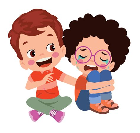 vector ilustración dibujos animados de pequeño chico consolando su ...