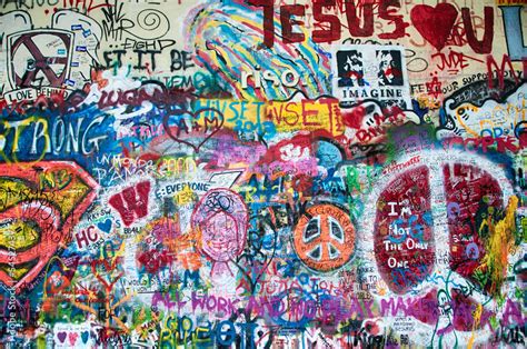 Colorful John Lennon wall in Prague Stock Photo | Adobe Stock