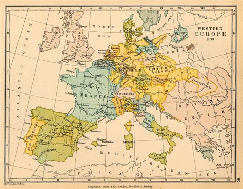 Europa Occidental en 1700 | Europe map, European history, Map