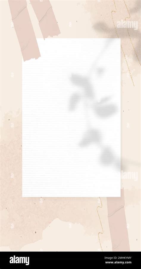 Paper note background wallpaper vector on aesthetic leaf shadow Stock Vector Image & Art - Alamy