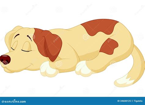 Cute dog cartoon sleeping stock vector. Illustration of dreaming - 34608125