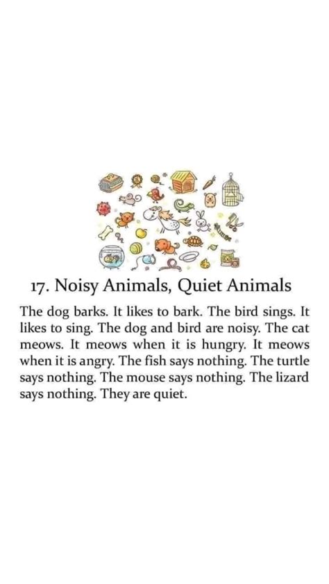 Noisy animals, quiet animals, story of different animals, short English ...