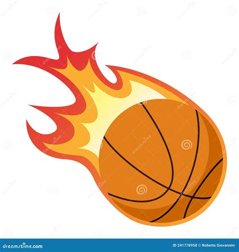 Basketball Ball with Flames on White Stock Vector - Illustration of ...