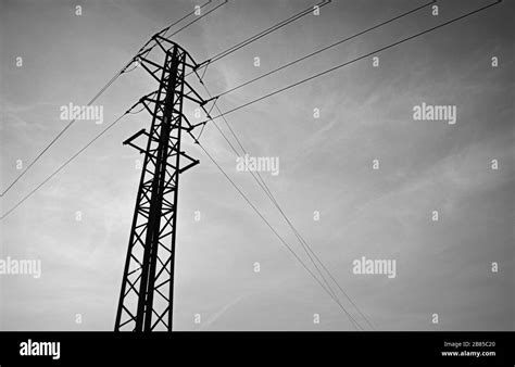 Power lines in black and white Stock Photo - Alamy