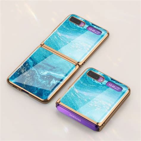 For Galaxy Z Flip GKK Glass + PC Foldable Painted Pattern Case (Blue Stream) | Alexnld.com