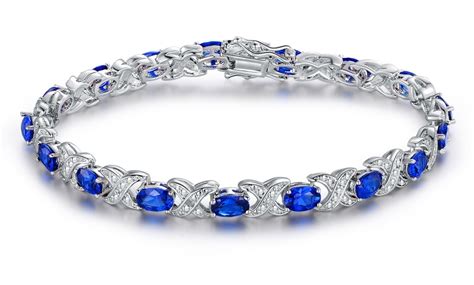 Peermont Lab-Created Blue Sapphire and Diamond Accent Tennis Bracelet | Groupon