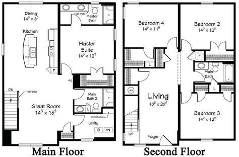 2 Storey House Floor Plan With Dimensions