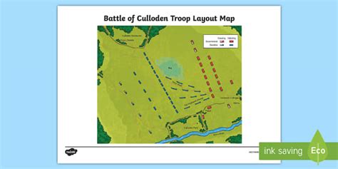 Culloden Battlefield Features and Layout of Troops Map