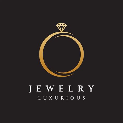 Jewelry ring abstract logo template design with luxury diamonds or gems ...