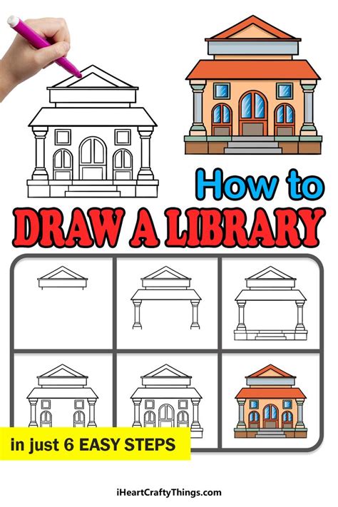 How To Draw A Library – A Step by Step Guide | Cute easy drawings ...