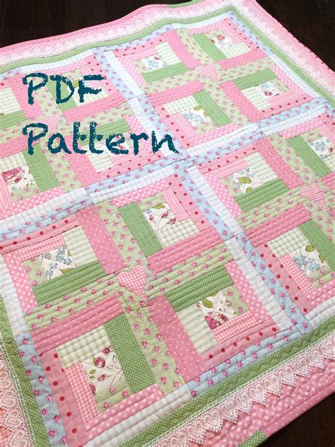 Log Cabin Baby Quilt Pattern Modern Baby Girl Quilt Pattern - Etsy