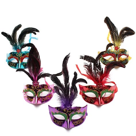 Colorful Feather Masquerade Party Eye Mask Halloween Eye Mask - Price - 3.89 Euro | FpvRacer.lt