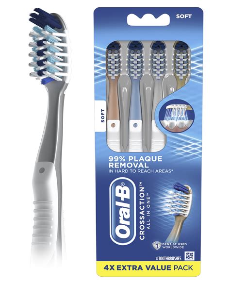 Oral-B CrossAction All In One Manual Toothbrush, Soft, 4 ct - Walmart.com - Walmart.com