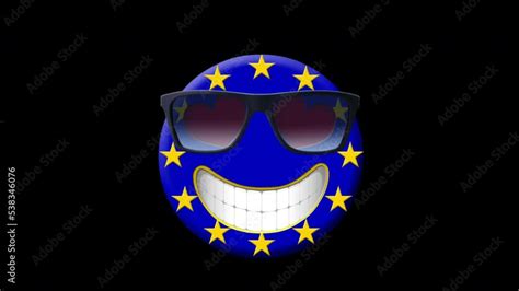 European union.Animation of smiling face with European union flag ...