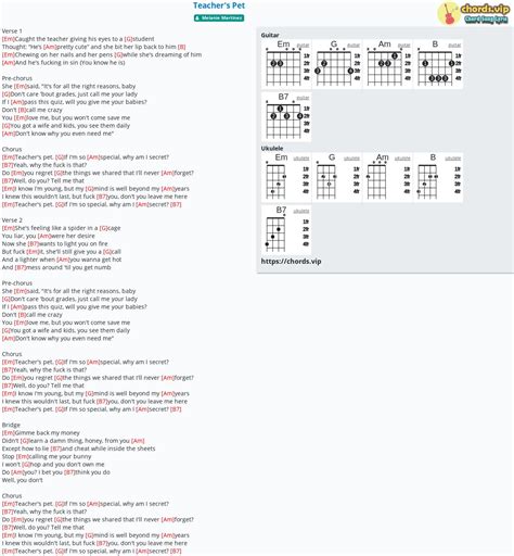 Hợp âm: Teacher's Pet - cảm âm, tab guitar, ukulele - lời bài hát | chords.vip