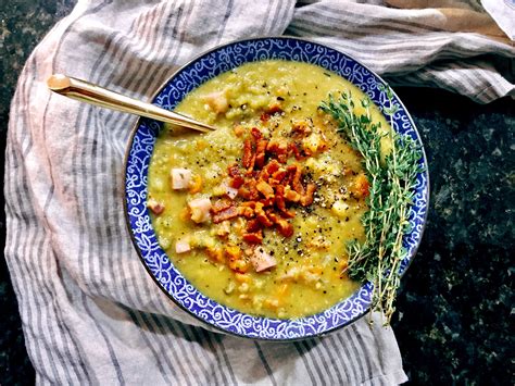 Split Pea Soup with Smoked Bacon and Thyme - A Hint of Wine