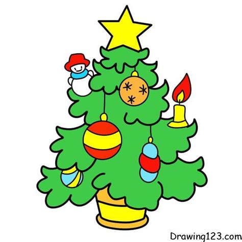 drawing-a-christmas-tree-step-10 tekenen