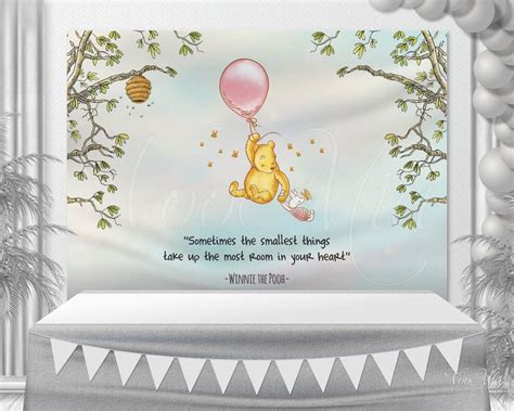 Classic Winnie the Pooh Baby Shower Backdrop Birthday Pink - Etsy