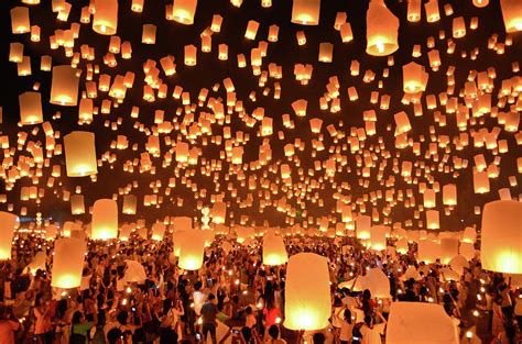 Floating Lanterns Yi Peng In Thailand Photograph by Nanut Bovorn - Fine Art America