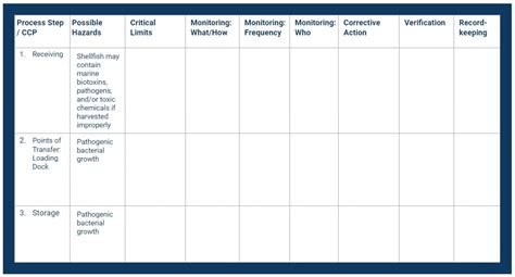 Haccp Plan Template Printable