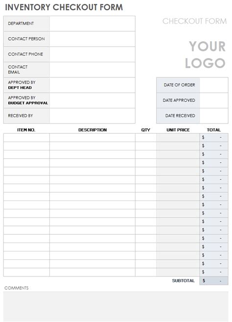 Download Free Inventory Form Templates | Smartsheet