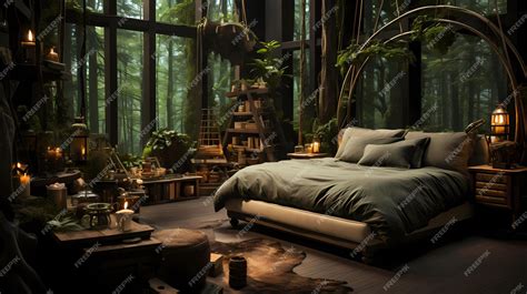 Premium Photo | Forest or Nature Themed Bedroom