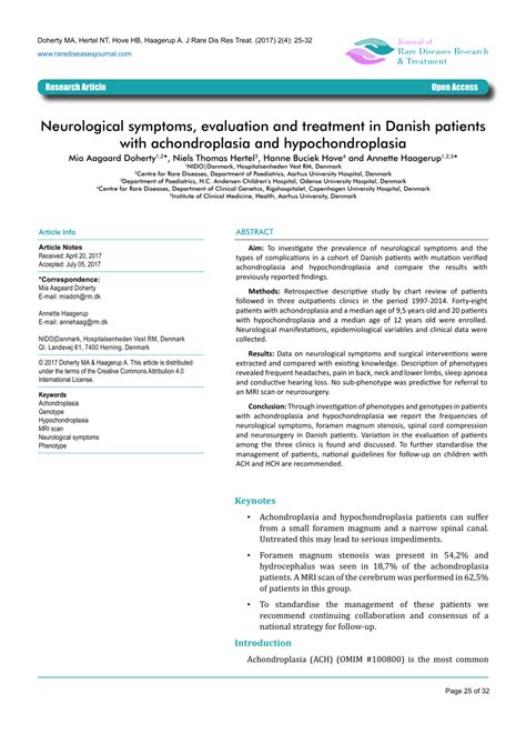 (PDF) Neurological symptoms, evaluation and treatment in Danish patients with achondroplasia and ...