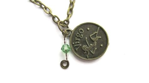 Virgo Birthstone Necklace Zodiac Charm Sun Sign Aug or Sept