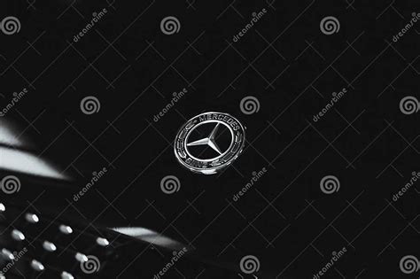 Mercedes-Benz Logo on the Black Hood. Editorial Stock Photo - Image of ...