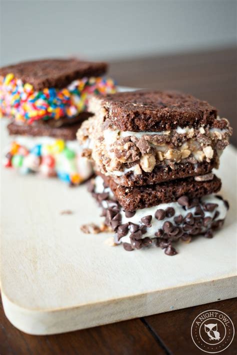 Brownie Ice Cream Sandwiches - A Night Owl Blog