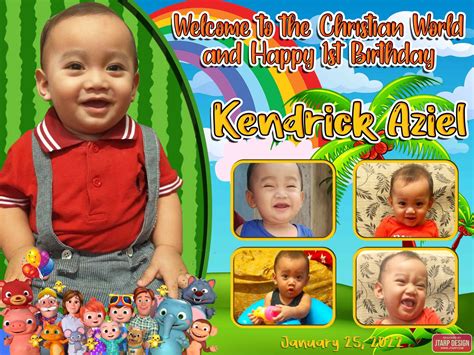 Cocomelon Happy 1st Birthday And Christening Tarpaulin Design – NBKomputer