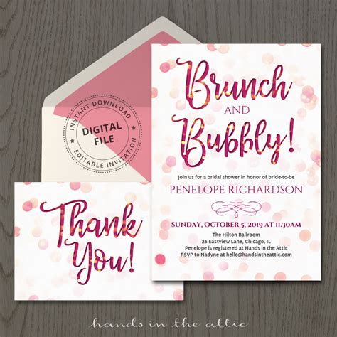 Brunch and Bubbly Invitation Template | Hands in the Attic