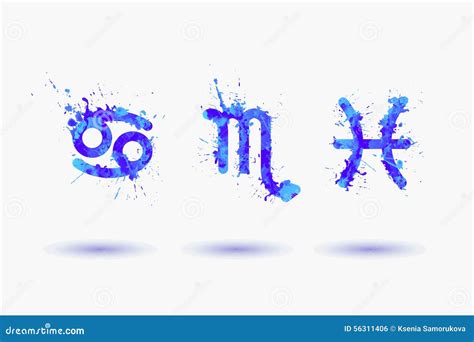 Vector Zodiac. Water Element. Cancer, Scorpius, Pisces. Stock Vector - Illustration of ...