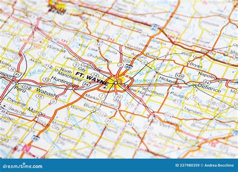 Fort Wayne City Road Map Area. Closeup Macro View Editorial Stock Image - Image of maryland ...