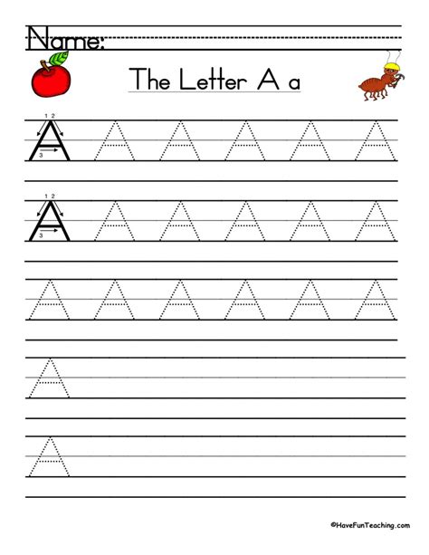 Printable Writing Worksheets Letter A