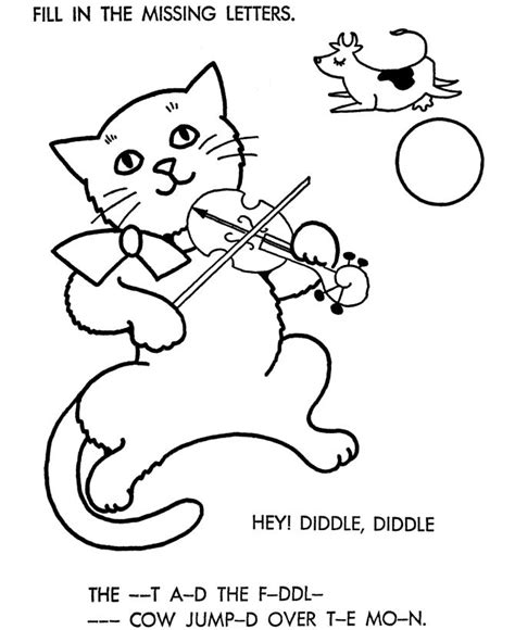 Hey Diddle Diddle Coloring page | Coloring pages, Nursery rhymes ...