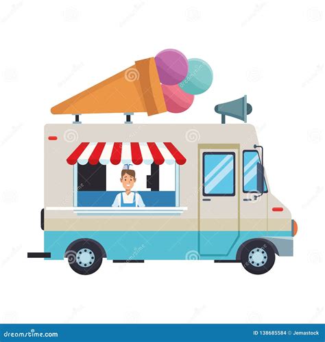 Ice cream truck cartoon stock vector. Illustration of food - 138685584