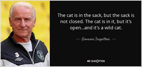 Giovanni Trapattoni quote: The cat is in the sack, but the sack is...