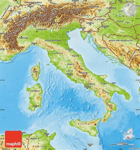 Physical Map of Italy | Italy map, Physical map, Map