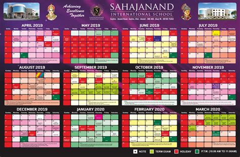 Pre-primary Calendar – Sahajanand International School