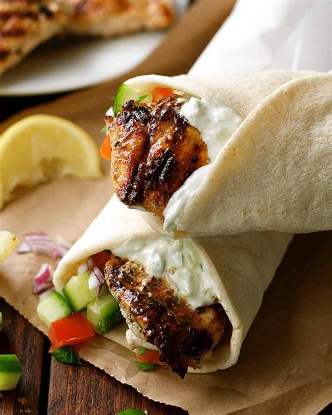 Close up of Greek Chicken Gryos wrap - easy Gyros recipe! | Chicken ...