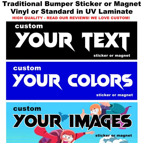 Custom Bumper Sticker Your Design or Personalisation 10 x 3 Magnetic Bumper or Standard Bumper ...
