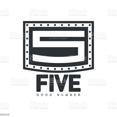 Black And White Number Five Logo Template Made Of Circles Stock Illustration - Download Image ...